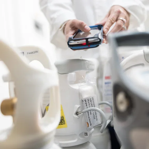 Bouteilles gaz médicaux scannées