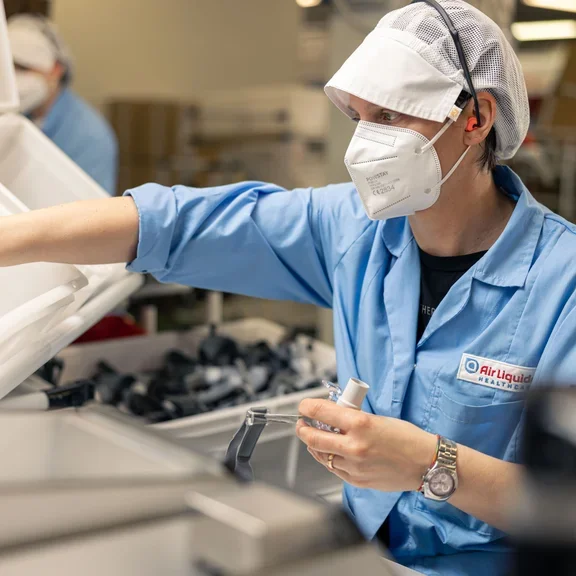 Ligne d'assemblage masques - Air Liquide Santé France